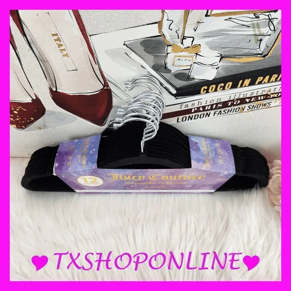 ❣️❣️{Juicy Couture } Set of 10 black velvet hangers 👗👗